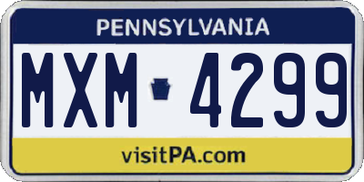 PA license plate MXM4299