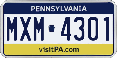 PA license plate MXM4301