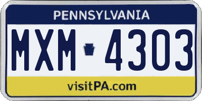 PA license plate MXM4303