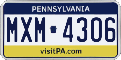 PA license plate MXM4306