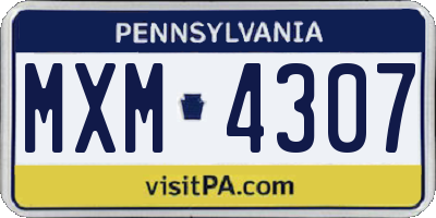 PA license plate MXM4307