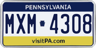 PA license plate MXM4308