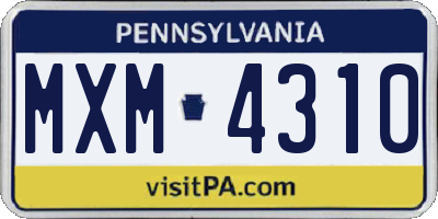 PA license plate MXM4310