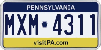 PA license plate MXM4311