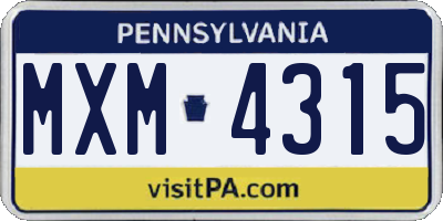 PA license plate MXM4315