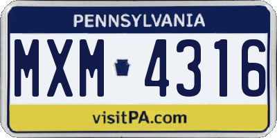 PA license plate MXM4316