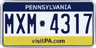 PA license plate MXM4317