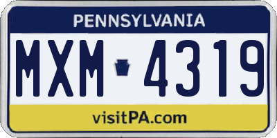 PA license plate MXM4319