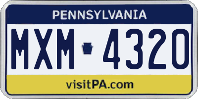 PA license plate MXM4320