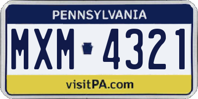 PA license plate MXM4321