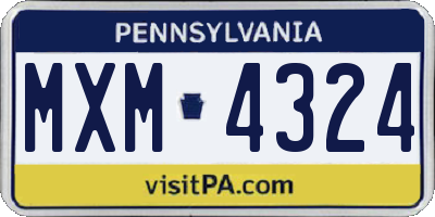 PA license plate MXM4324