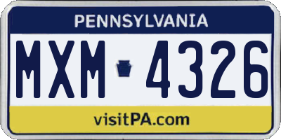 PA license plate MXM4326