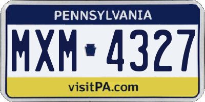 PA license plate MXM4327