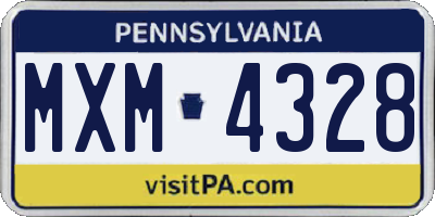 PA license plate MXM4328