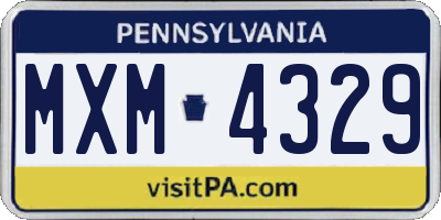 PA license plate MXM4329