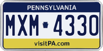 PA license plate MXM4330