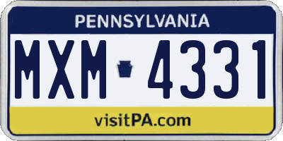 PA license plate MXM4331