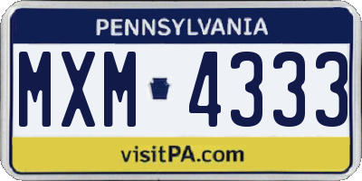 PA license plate MXM4333