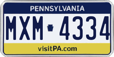 PA license plate MXM4334