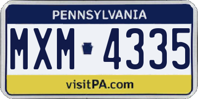PA license plate MXM4335