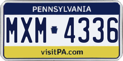 PA license plate MXM4336