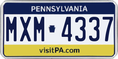 PA license plate MXM4337