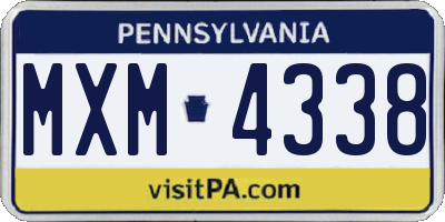 PA license plate MXM4338