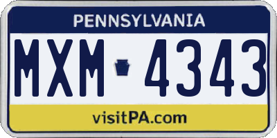 PA license plate MXM4343