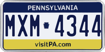 PA license plate MXM4344