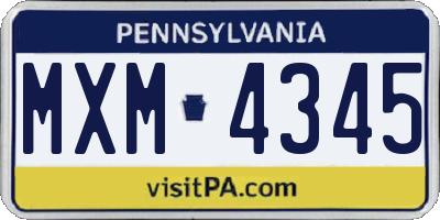 PA license plate MXM4345