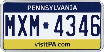PA license plate MXM4346