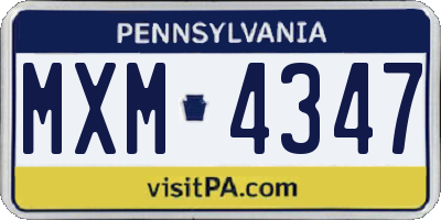 PA license plate MXM4347