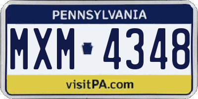 PA license plate MXM4348