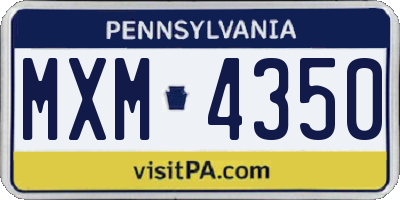 PA license plate MXM4350