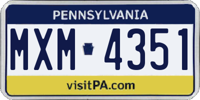PA license plate MXM4351