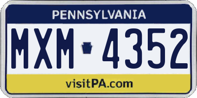 PA license plate MXM4352