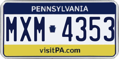 PA license plate MXM4353