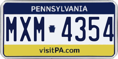 PA license plate MXM4354