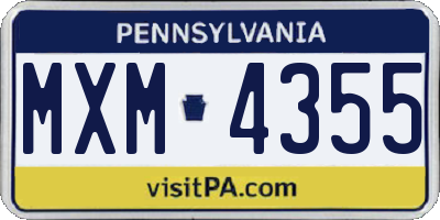 PA license plate MXM4355
