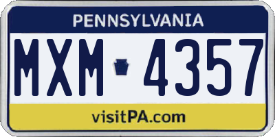PA license plate MXM4357