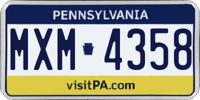 PA license plate MXM4358