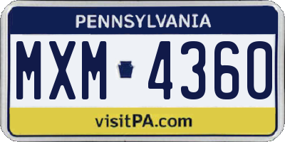 PA license plate MXM4360