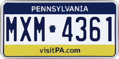 PA license plate MXM4361