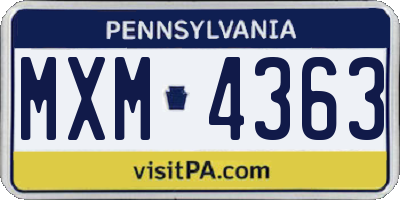 PA license plate MXM4363