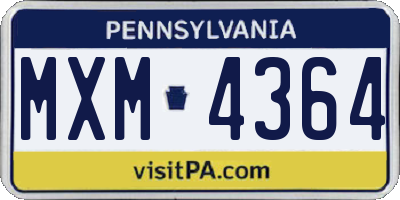 PA license plate MXM4364