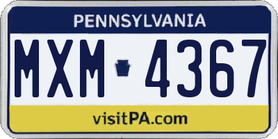 PA license plate MXM4367