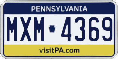 PA license plate MXM4369