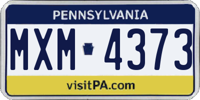 PA license plate MXM4373