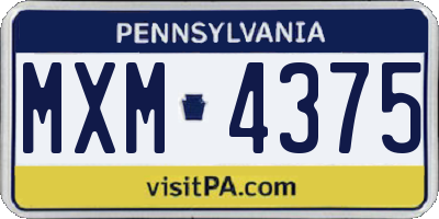 PA license plate MXM4375