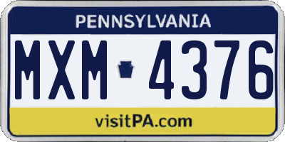 PA license plate MXM4376